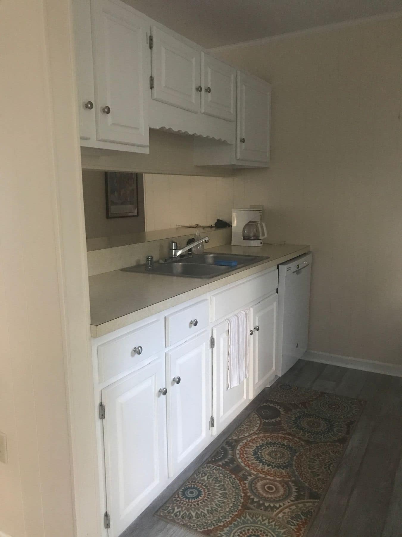 Before: the galley counter and sink