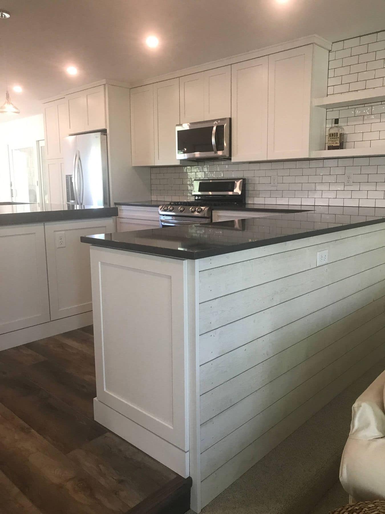 The island's shiplap side
